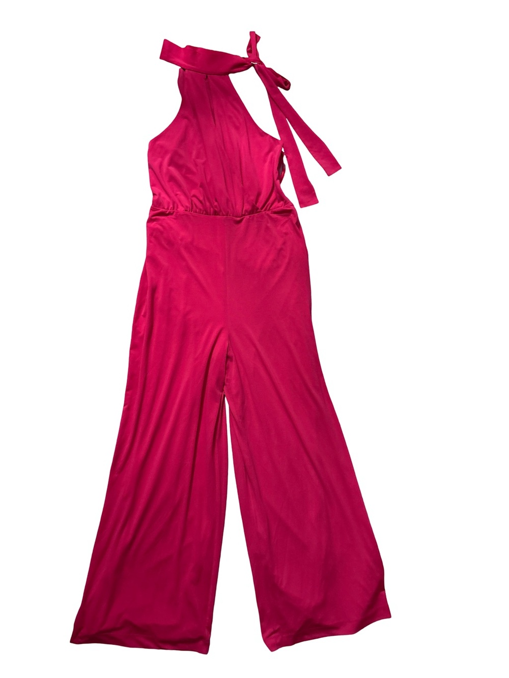 Alexia Admor Fuchsia Halter Tie-Neck Wide-Leg Jumpsuit